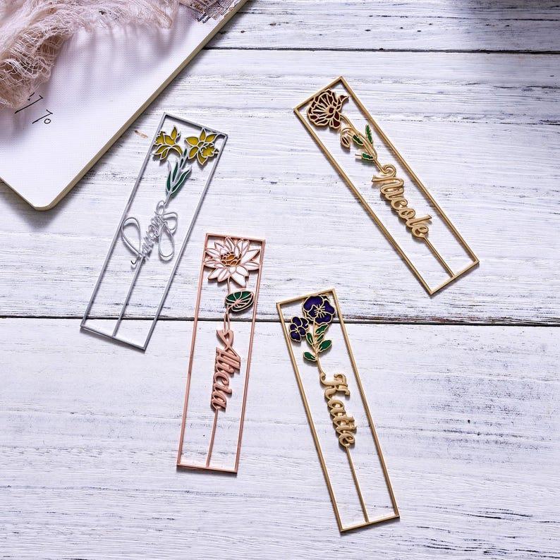 Colorful Birthday Flower Bookmark, Custom Name Bookmark, Personalized Name Bookmark, Cutting 3D Names, Women Birthday Commemorative Gifts