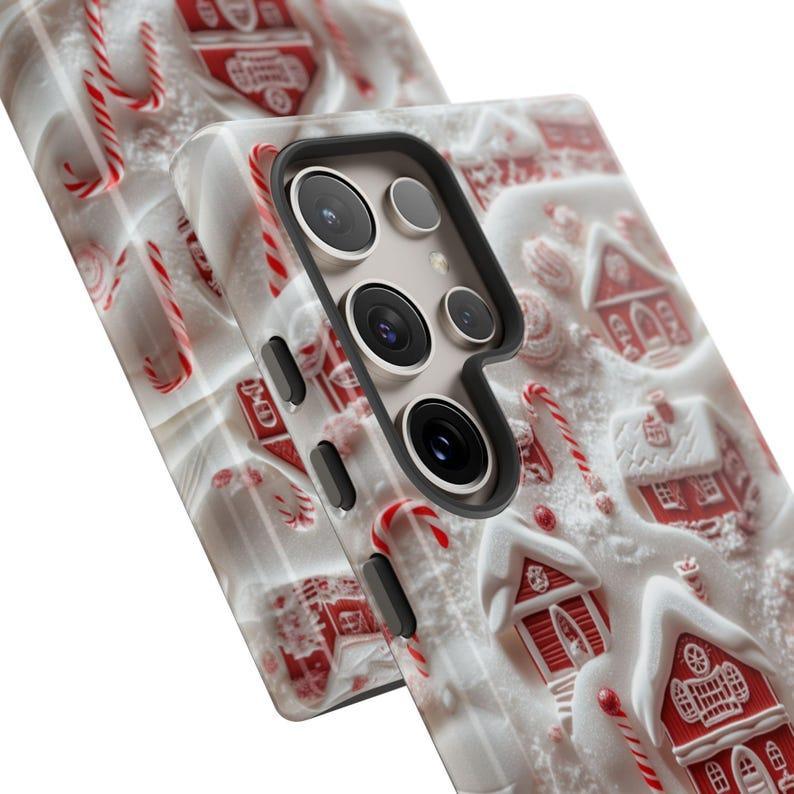 Whimsical Candy Cane Village Phone Case | A Sweet Winter Wonderland Gift for iPhone 12 13 14 15 16 Plus Pro Max, Samsung Galaxy, Pixel