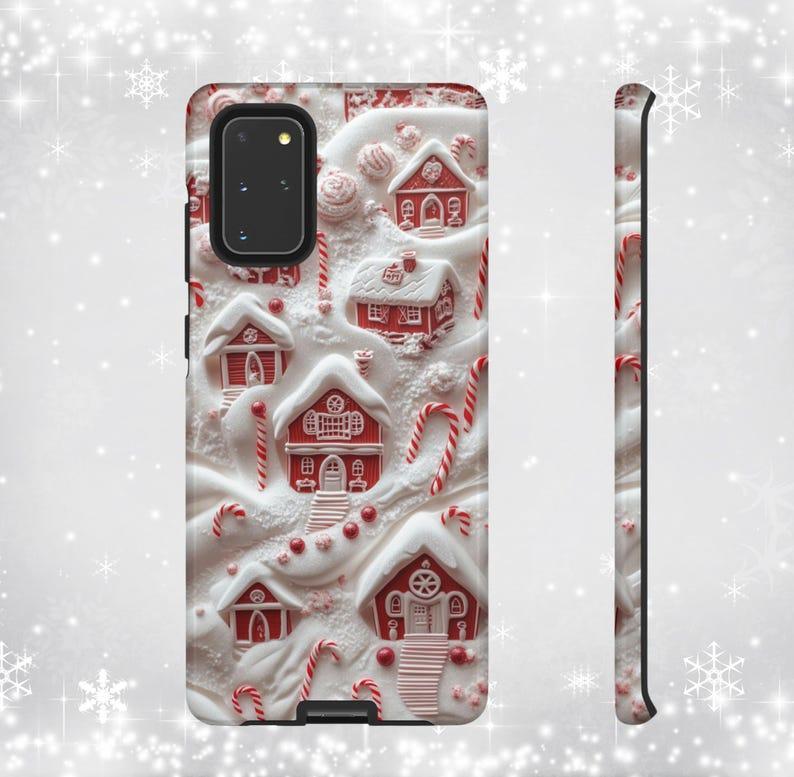 Whimsical Candy Cane Village Phone Case | A Sweet Winter Wonderland Gift for iPhone 12 13 14 15 16 Plus Pro Max, Samsung Galaxy, Pixel
