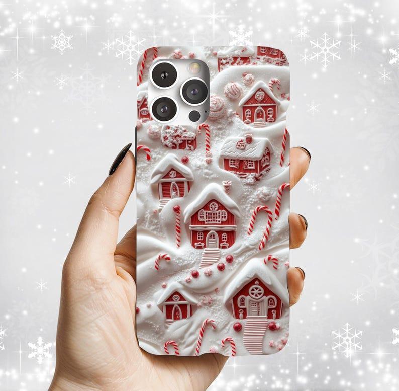 Whimsical Candy Cane Village Phone Case | A Sweet Winter Wonderland Gift for iPhone 12 13 14 15 16 Plus Pro Max, Samsung Galaxy, Pixel