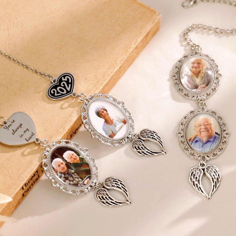 Custom Graduation Tassel Photo&Text Charm with Angel Wing,Memorial Gra