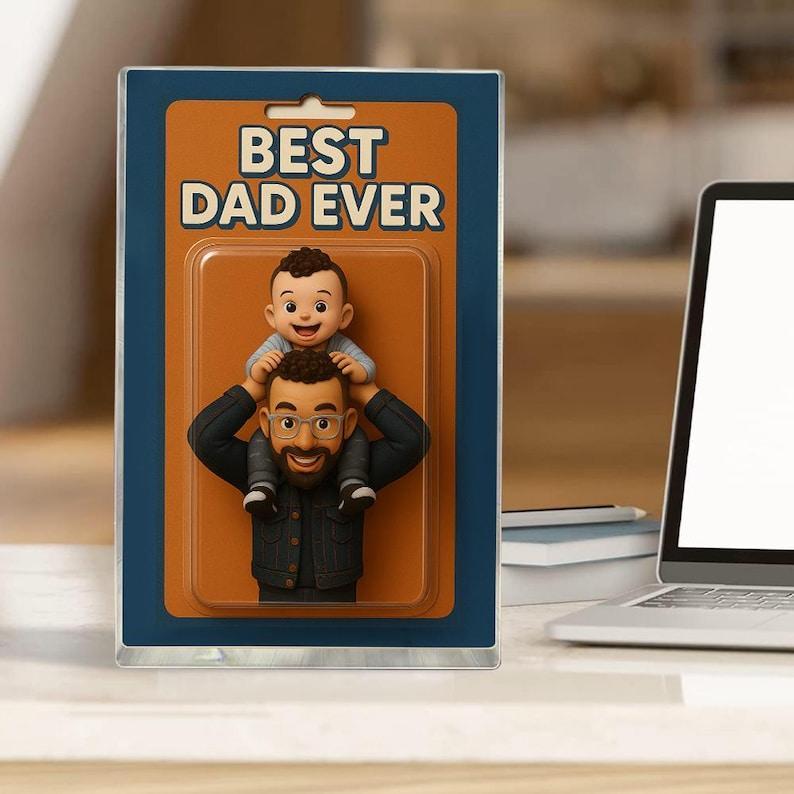 Personalized Father's Day Gift For Dad, Custom Photo Dad And Kids Action Figure Acrylic Block, Best Dad Ever Block Plaque, Gift For Husband