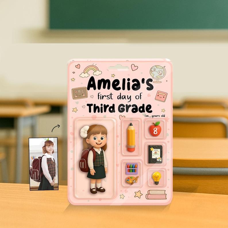 Personalized 3D Action Figure Back To School Gift, First Day Of School Sign Acrylic Block, Starting School Nursery Preschool Kindergarten