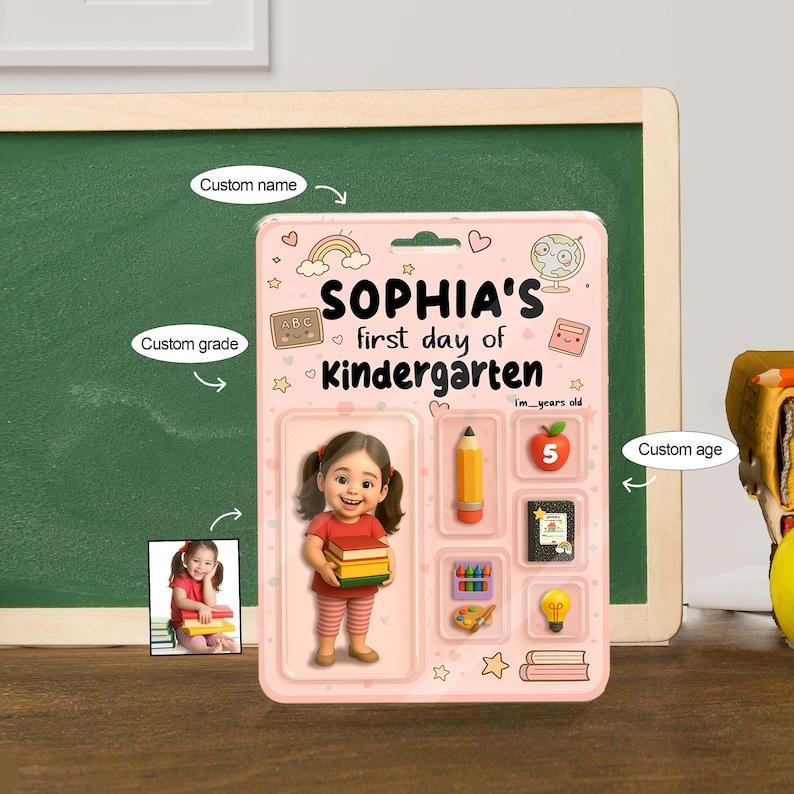 Personalized 3D Action Figure Back To School Gift, First Day Of School Sign Acrylic Block, Starting School Nursery Preschool Kindergarten