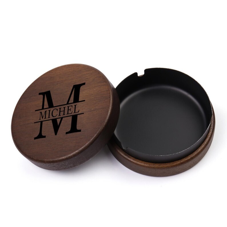 Personalized Name Ashtray with Monogram & Name Personalized Custom Gift for Smokers, Father's Day Gift for Him