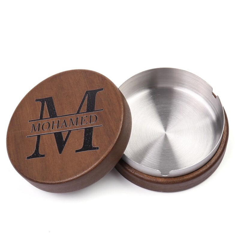 Personalized Name Ashtray with Monogram & Name Personalized Custom Gift for Smokers, Father's Day Gift for Him