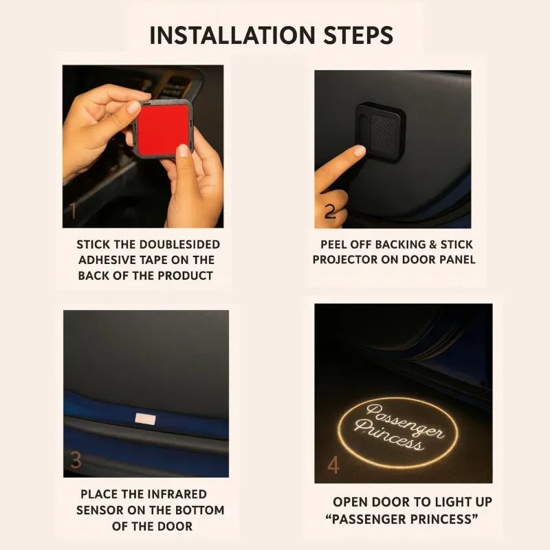 Passenger Princess Car Door LED Projector Light Gift for Girlfriend