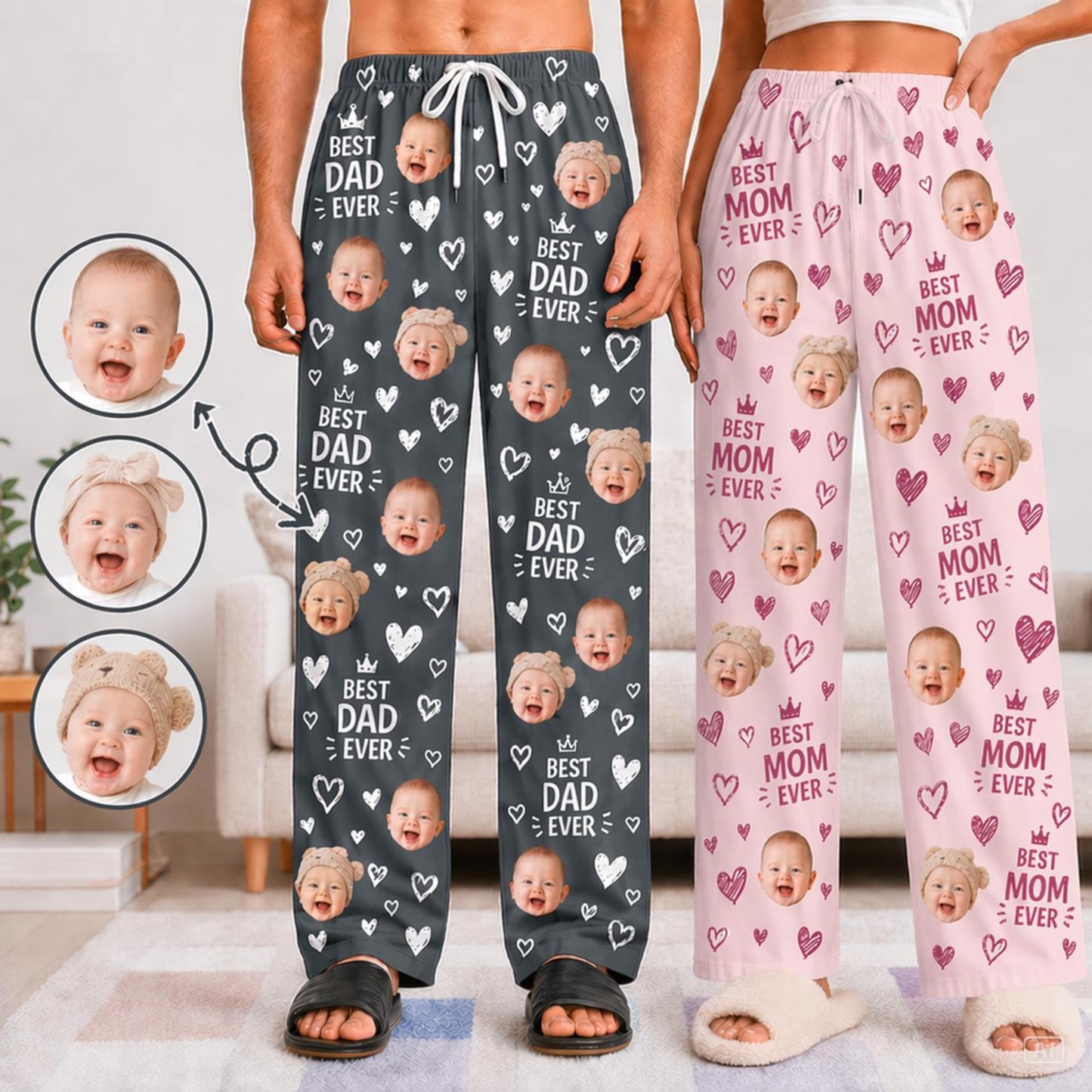 Personalized Pajama Pants with Faces, Custom Face Pajamas, Photo Pajama Shorts, Best Dad Ever Gifts, Mom Gifts, Fathers Day Gift