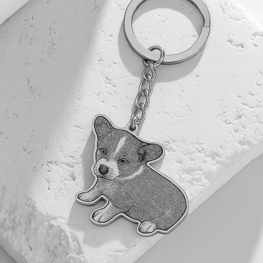 Life-Like Keychain Custom Pet Keychain with Photo-Engraved Detail