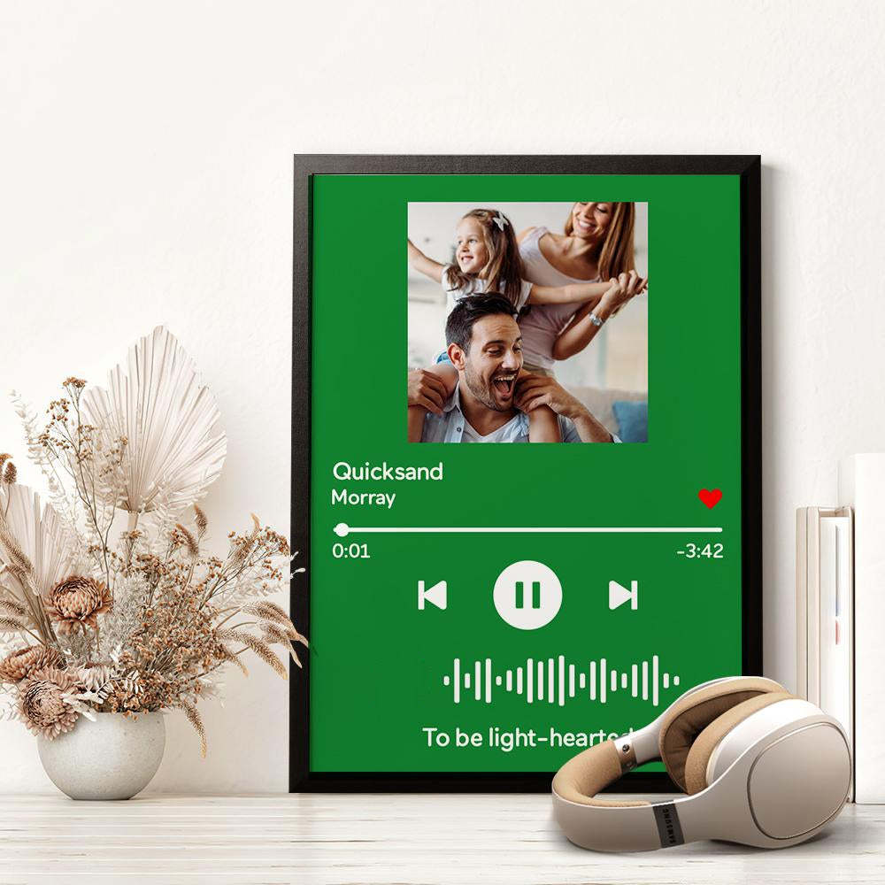 Custom Scannable Music Wood Frame Painting With Text Personalized Song Gifts - Black