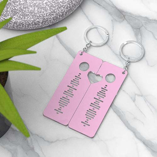 Gift for Couple Custom Scannable Code Keychain Heart Keychain Set