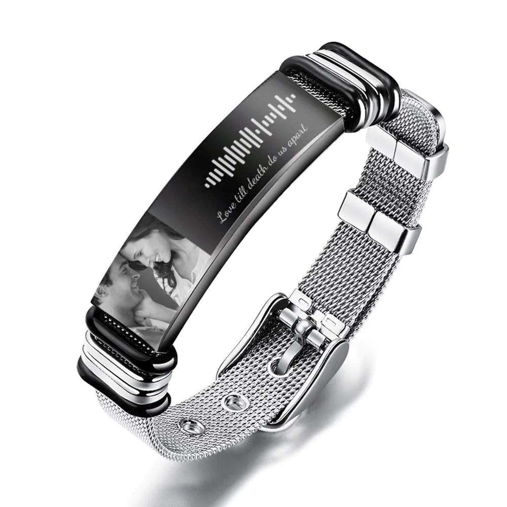 Custom Scannble Bracelet with Personalized Photo Memorial Father Mother Gifts