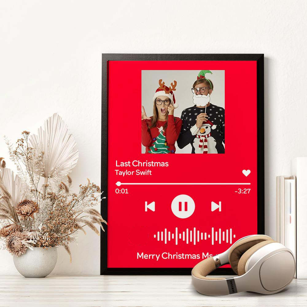 Custom Scannable Music Wood Frame Painting With Text Personalized Song Gifts - Black