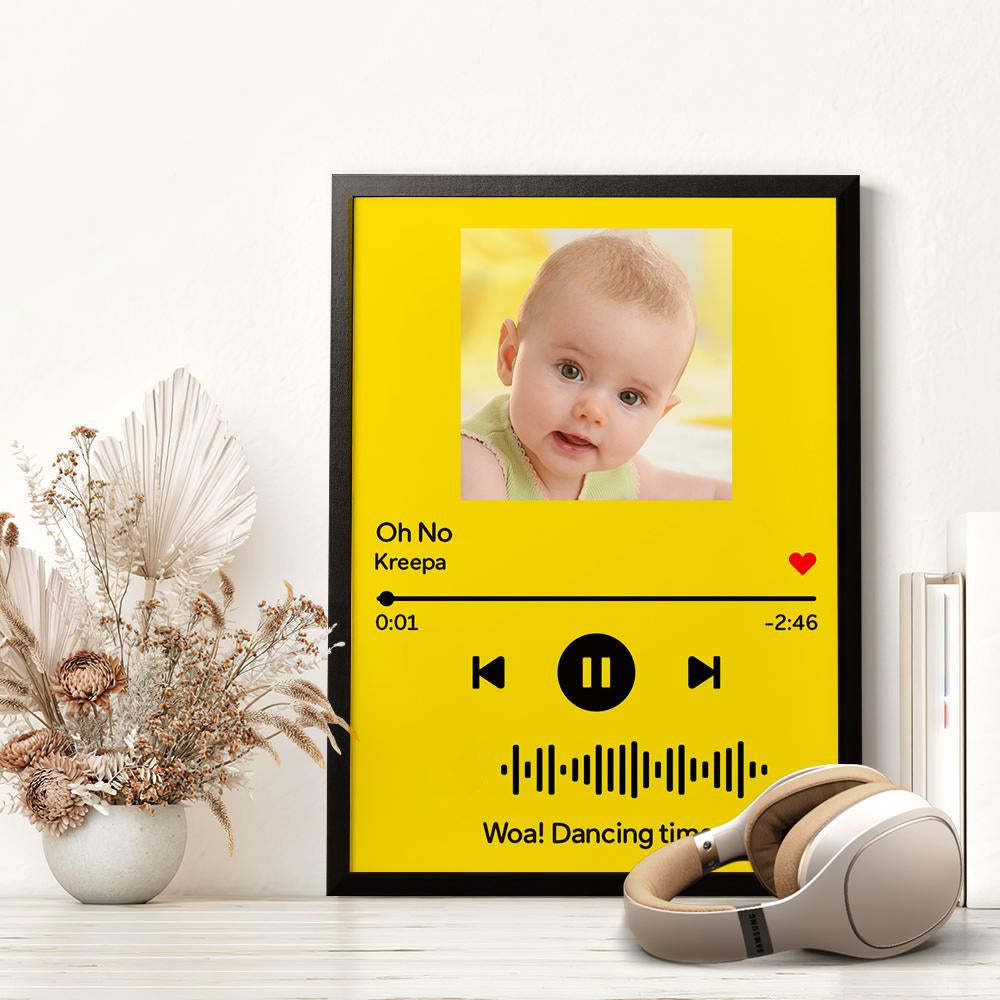 Custom Scannable Music Wood Frame Painting With Text Personalized Song Gifts - Black