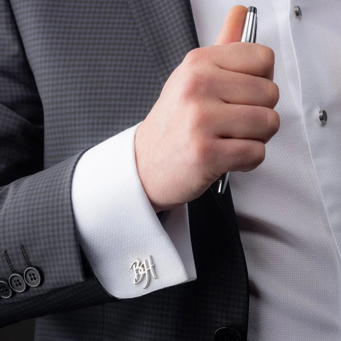 Custom Name Cufflinks - Personalized Wedding Cufflinks - Wedding Gifts to Groom from Bride - Monogrammed Cufflinks - Sterling Silver Accessory