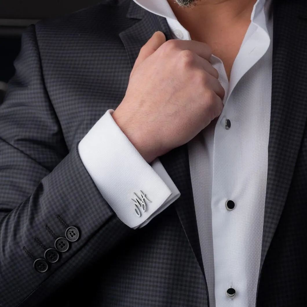 Custom Name Cufflinks - Personalized Wedding Cufflinks - Groom & Groomsmen Gift - Monogrammed Cufflinks - Sterling Silver Accessory