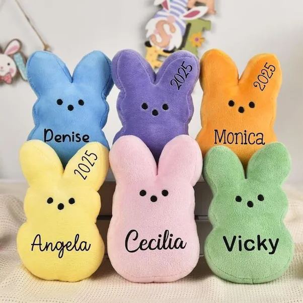 Custom Plushies with Name Personalized Easter Basket Stuffers, Peep Plush for Kids, Crocheted Easter Rabbits, Easter Gifts