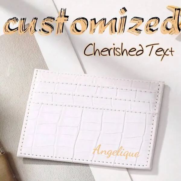Customizable PU Leather Multi-Card Holder Wallet, Crocodile Pattern, Customizable Name, For Daily Use, Unisex Letter Portable,Multifunction Purse
