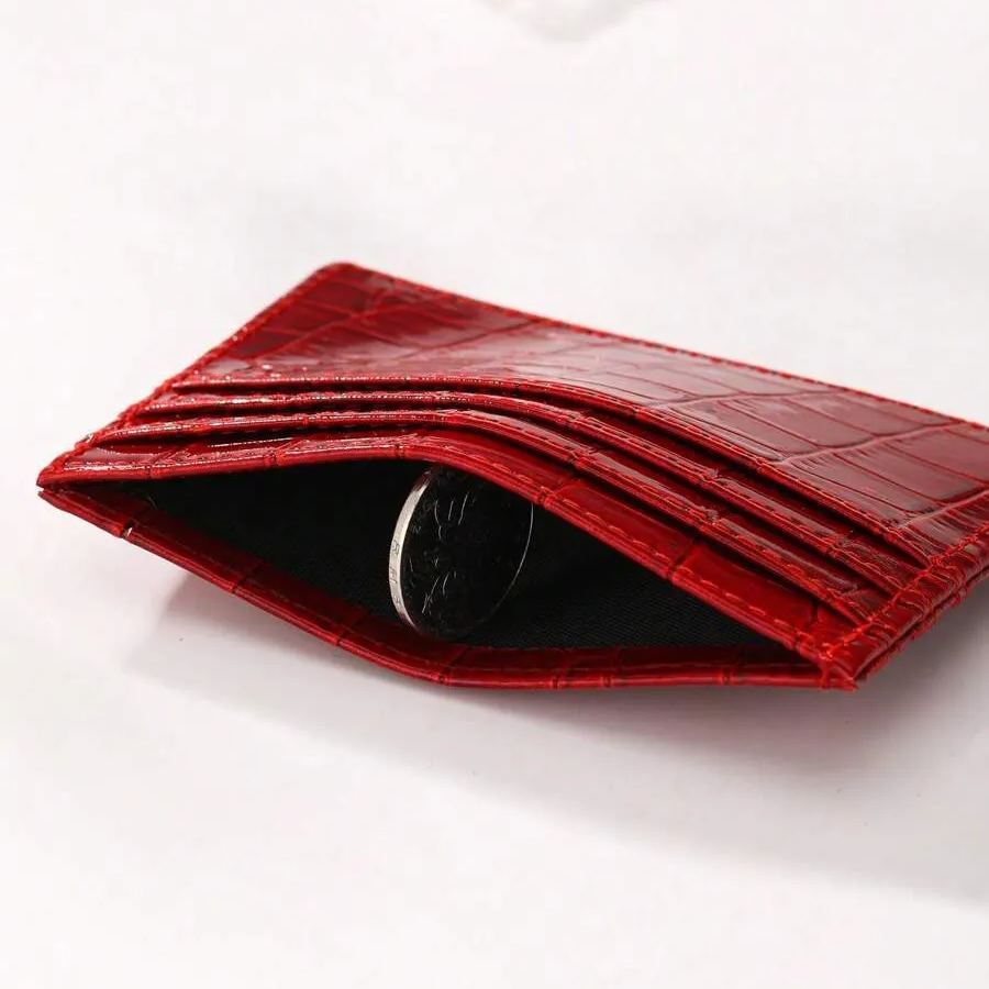 Customizable PU Leather Multi-Card Holder Wallet, Crocodile Pattern, Customizable Name, For Daily Use, Unisex Letter Portable,Multifunction Purse