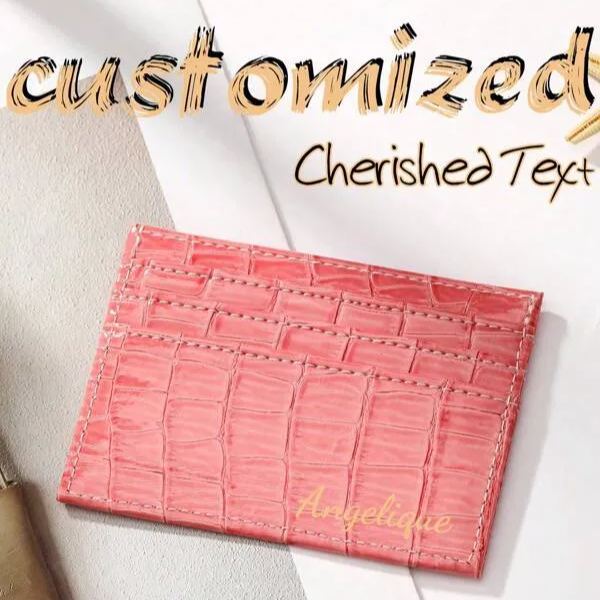 Customizable PU Leather Multi-Card Holder Wallet, Crocodile Pattern, Customizable Name, For Daily Use, Unisex Letter Portable,Multifunction Purse