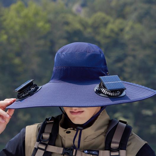 Wide Brim Solar Fan Outdoor Fishing Hat-Solar & USB Charging, Sunscreen Sun Hat with Fan, Solar Fan Hat Upf50+