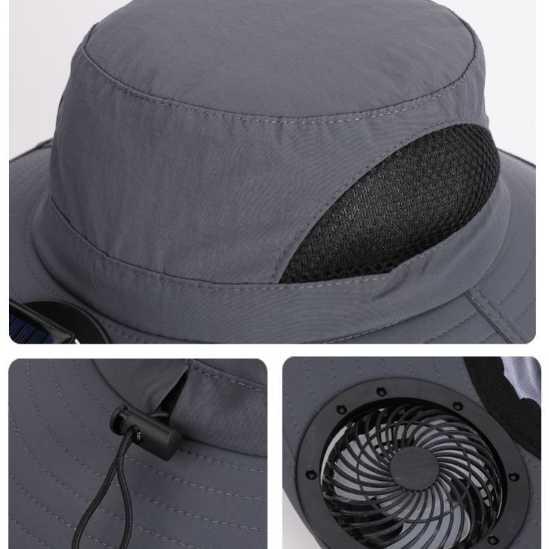 Wide Brim Solar Fan Outdoor Fishing Hat-Solar & USB Charging, Sunscreen Sun Hat with Fan, Solar Fan Hat Upf50+