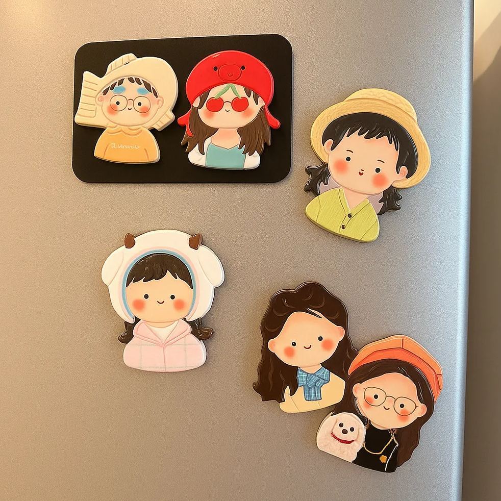 Custom AI Cartoon Avatar Fridge Magnets – Personalized Fun for Your Kitchen