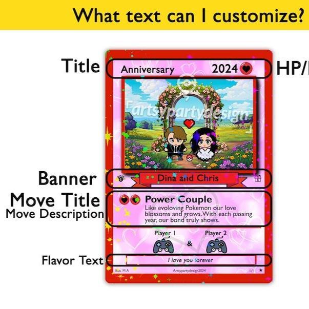 Custom Anniversary  Card, Custom AnimeCard, Custom Trading Card,  Proposal Card, Anniversary, Wedding Card, TCG, Custom Trading card