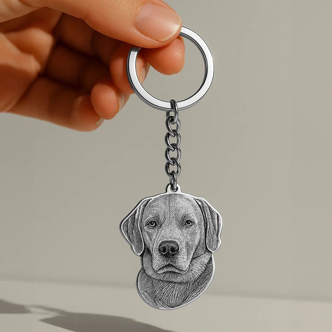 Life-Like Keychain Custom Pet Keychain with Photo-Engraved Detail