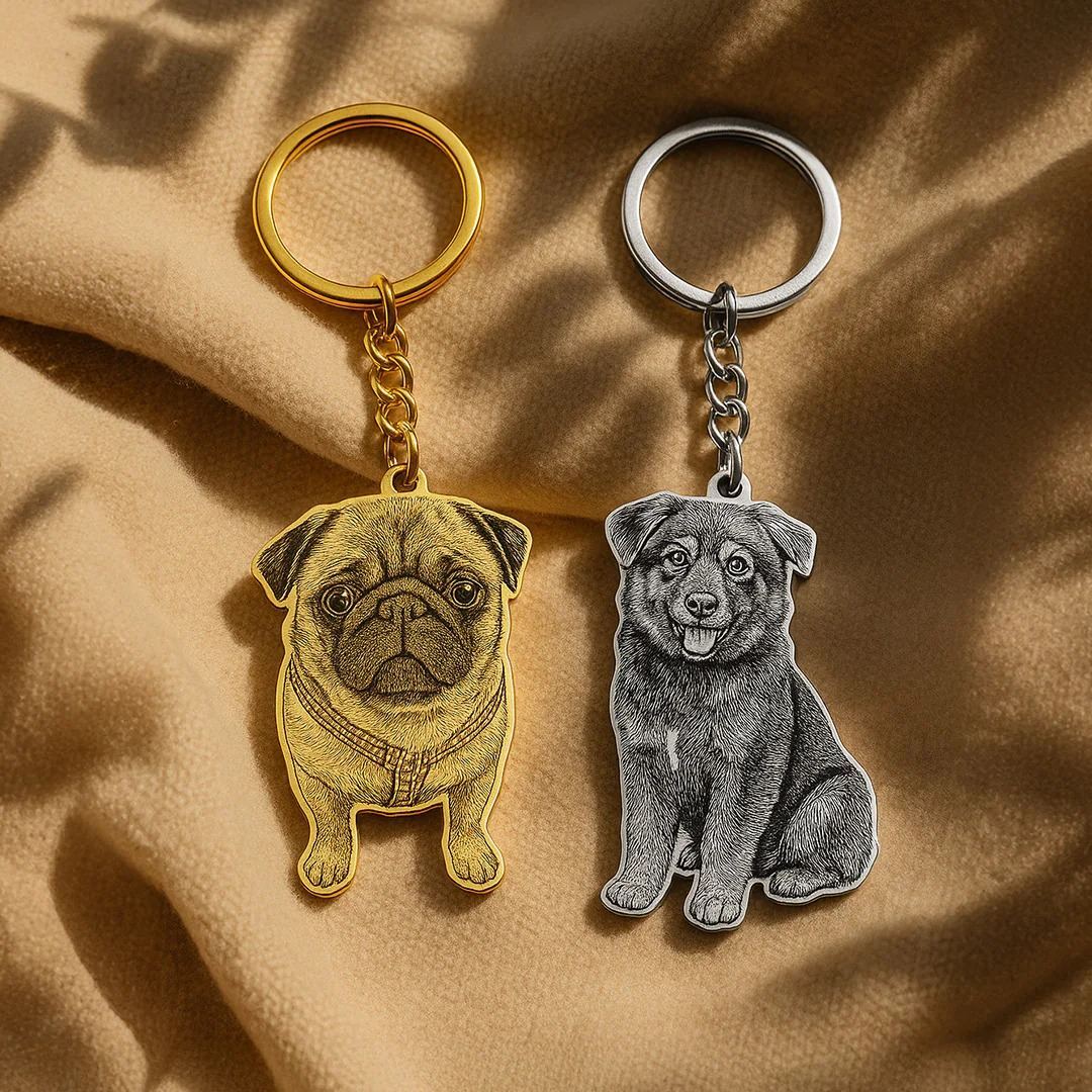 Life-Like Keychain Custom Pet Keychain with Photo-Engraved Detail