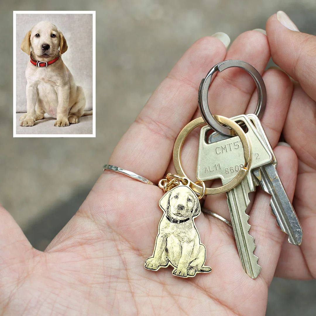 Life-Like Keychain Custom Pet Keychain with Photo-Engraved Detail