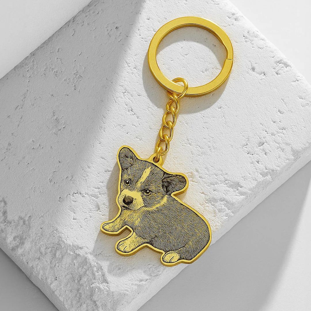 Life-Like Keychain Custom Pet Keychain with Photo-Engraved Detail