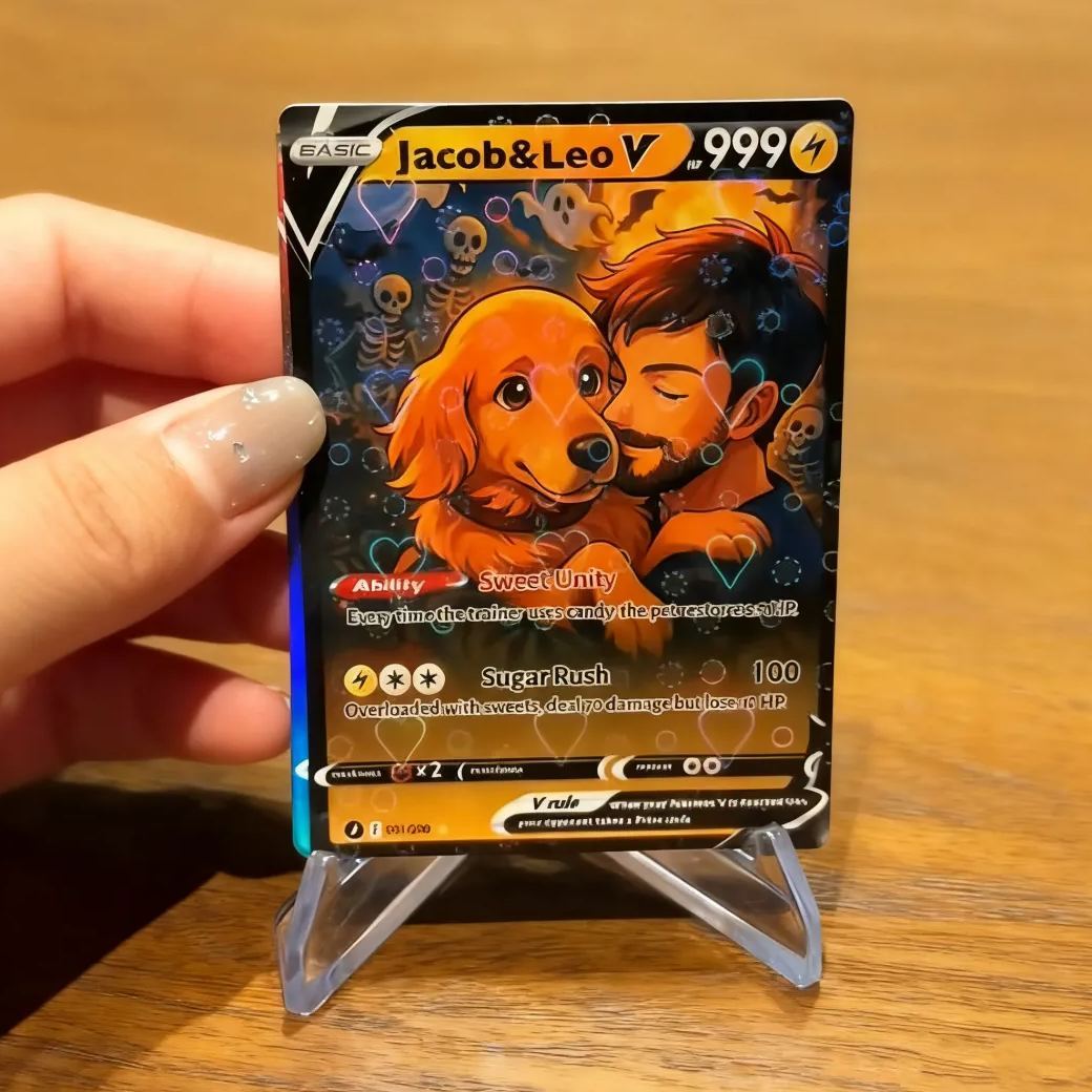 Custom Halloween Trading Card Turn Your Pet into a Spooky Poke Card Personalized Pet Halloween Gift - 