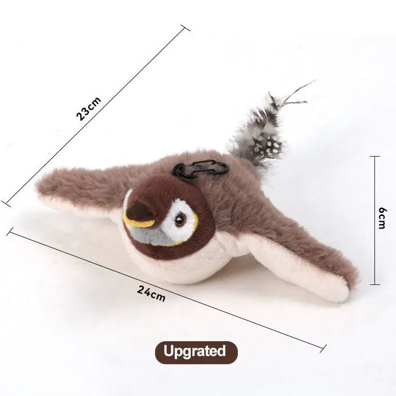 Interactive Cat Toys Rechargeable Flying Bird Cat Toy Chirping Flapping Bird(no Flying) Can Add Catnip Touch Activated Plush Toy