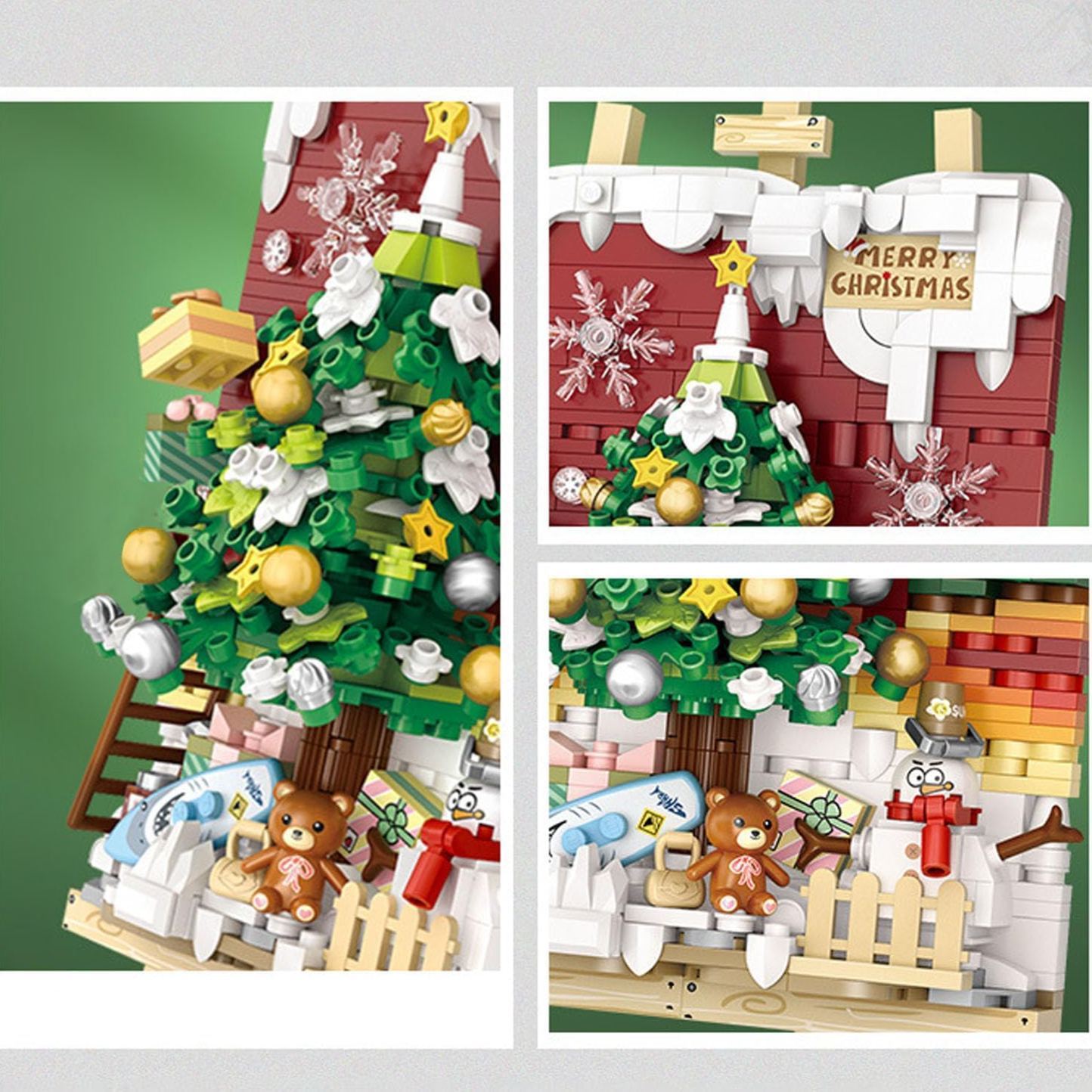 Mini Building Christmas Tree 3D Painting Block Set, 667PCS DIY Creative Stereograph Building Model Kit, MOC Construction Toy, Not Compatible with Maior Brands Building Bricks - 
