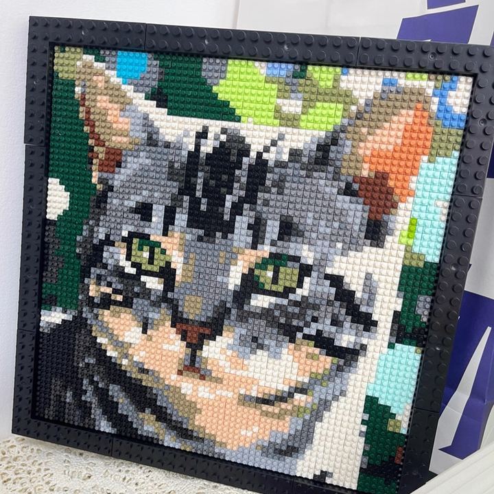 Custom DIY Pixel Brick Painting 16in Photo Mosaic Personalized Album-Style or Your Own Photo Block Art Gift for Couples, Valentine’s Day Custom Portrait