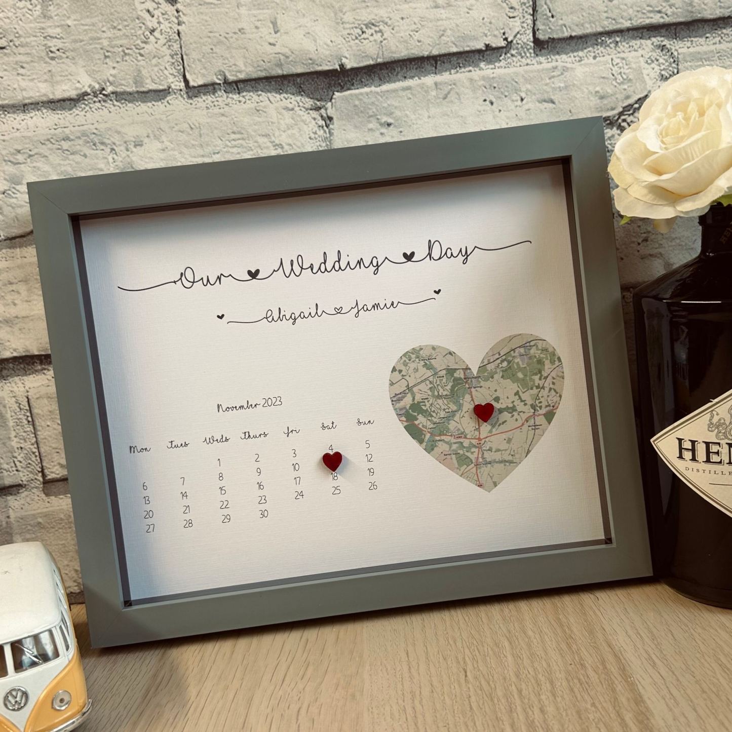 Framed Wedding Map Gift, Personalised Wedding Frame, Wedding Date Gift, Wedding Gifts, Couple Gift, Wedding Location Gift, Wedding Gift