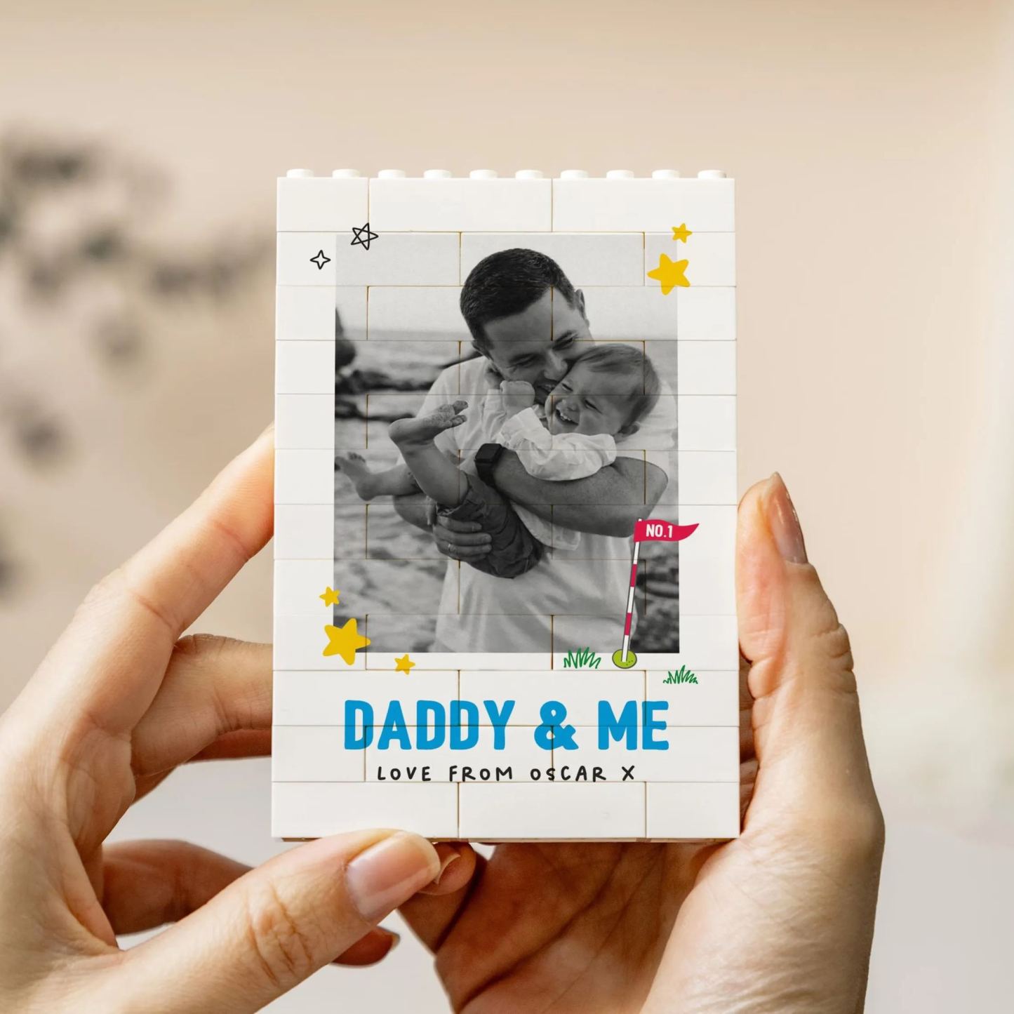Daddy And Me Fun Photo Block, Personalised Dad Gift From Kids, Colourful Fathers Day Present, Custom Dad Child Keepsake, Playful Dad Gift