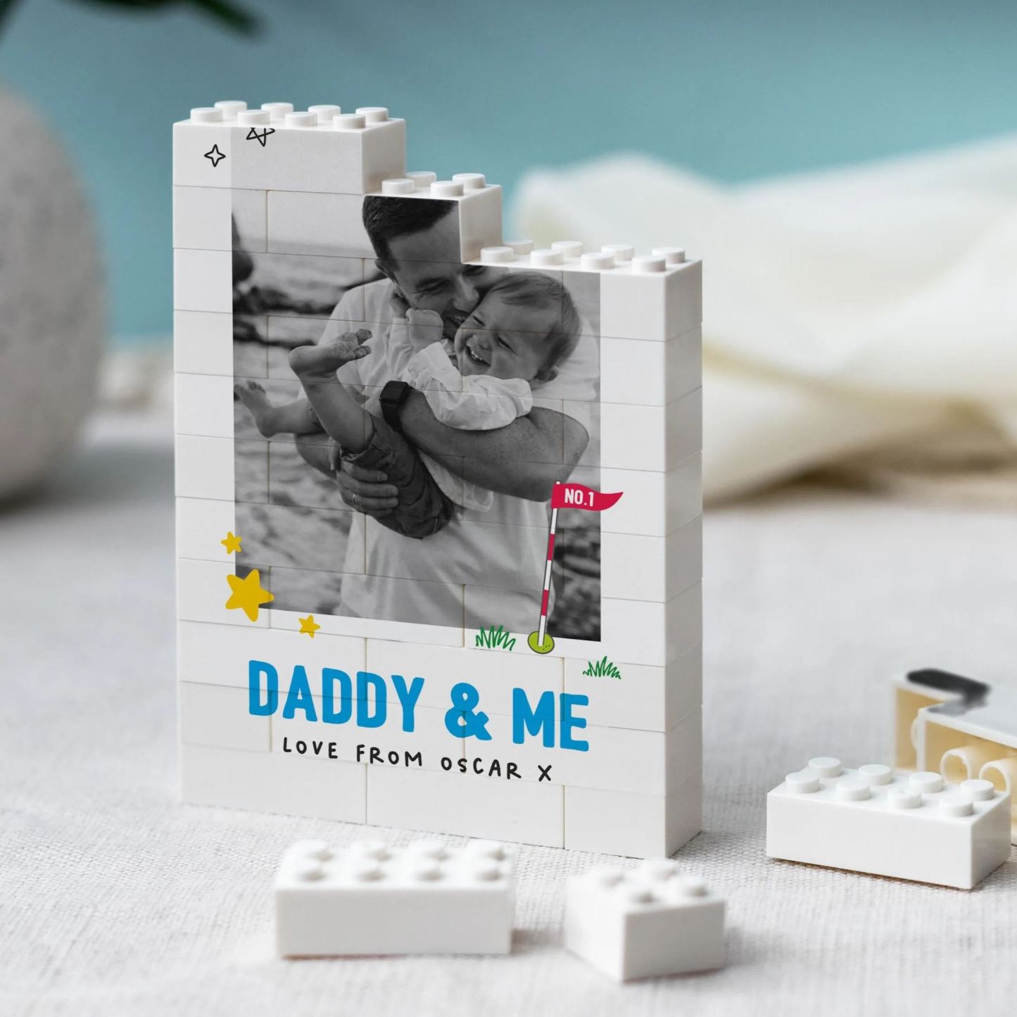 Daddy And Me Fun Photo Block, Personalised Dad Gift From Kids, Colourful Fathers Day Present, Custom Dad Child Keepsake, Playful Dad Gift