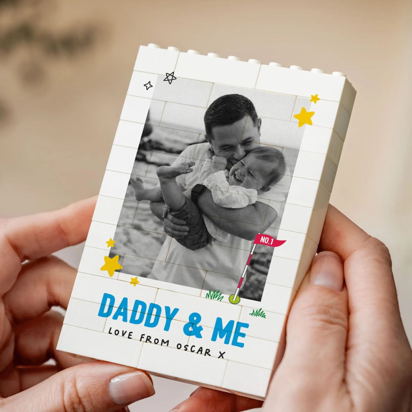 Daddy And Me Fun Photo Block, Personalised Dad Gift From Kids, Colourful Fathers Day Present, Custom Dad Child Keepsake, Playful Dad Gift