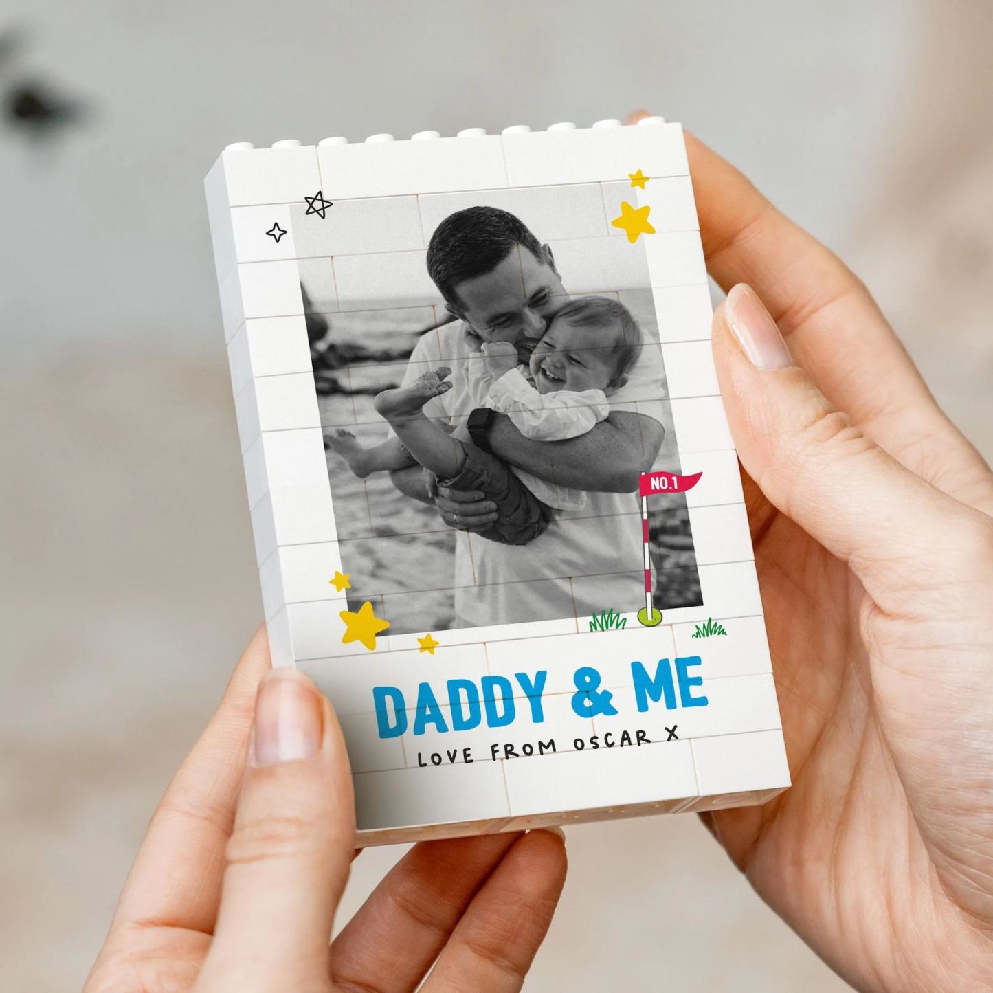 Daddy And Me Fun Photo Block, Personalised Dad Gift From Kids, Colourful Fathers Day Present, Custom Dad Child Keepsake, Playful Dad Gift