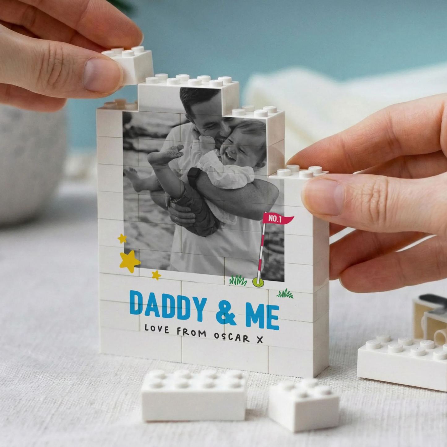 Daddy And Me Fun Photo Block, Personalised Dad Gift From Kids, Colourful Fathers Day Present, Custom Dad Child Keepsake, Playful Dad Gift
