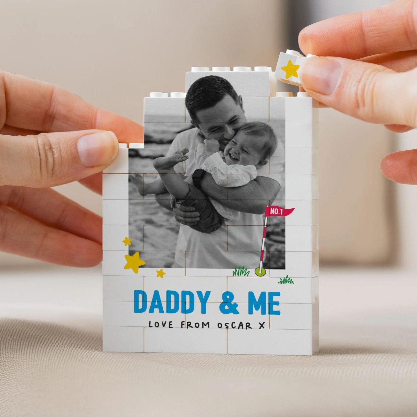 Daddy And Me Fun Photo Block, Personalised Dad Gift From Kids, Colourful Fathers Day Present, Custom Dad Child Keepsake, Playful Dad Gift