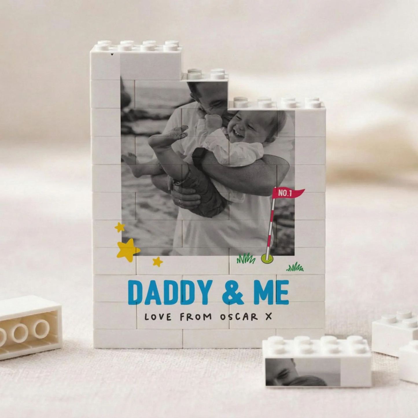 Daddy And Me Fun Photo Block, Personalised Dad Gift From Kids, Colourful Fathers Day Present, Custom Dad Child Keepsake, Playful Dad Gift