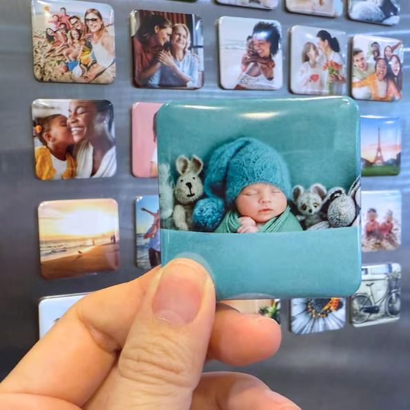 Custom Square Photo Magnets Personalized Resin Fridge Magnets Gifts