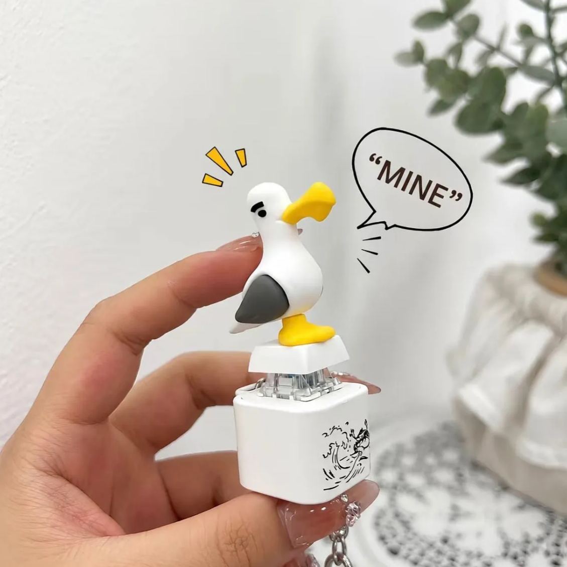 Seagull MINE Button Keychain with Real Sound and LED Light Funny Fidget Clicker Gag Gift