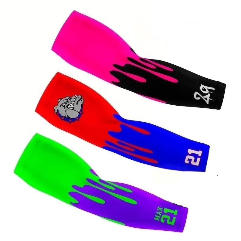 Custom Paint Drip ARM Sleeves for Kids and Adults, Personalized Arm Sleeves with Name, Number or Logo for Sports Teams, Paint Drip Sleeves -