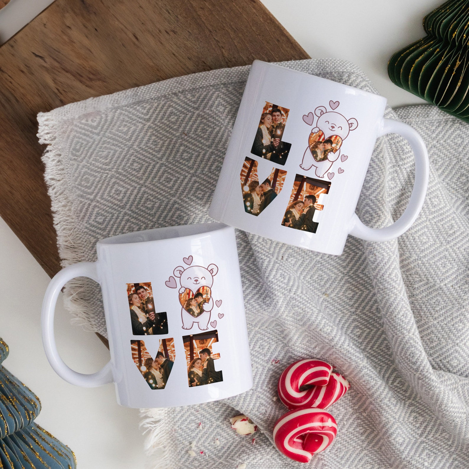 LOVE! Photo Collage Custom Mug, Valentines Day Gift, Photo Personalized Cute Mug Gift for Her. Custom Minimalist Coffee Mug, Couples Gift