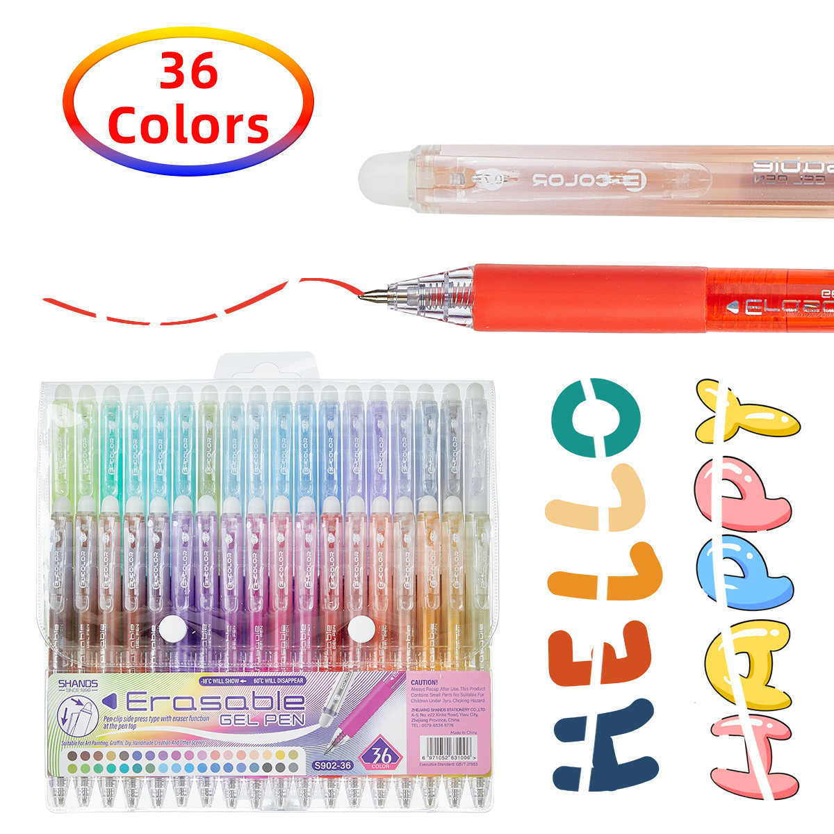 36Colors Erasable Gel Pen Set - Quick-Dry Clickable Erasable Pens, Large Capacity Smooth Writing for Students & Office