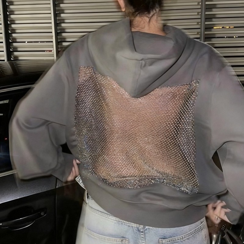 Sexy Sheer Backless Hoodie for Women Chic Fall & Winter Lightweight Pullover, Trendy Sexy Streetwear Sweatshirt, Valentine Gift for Her - 